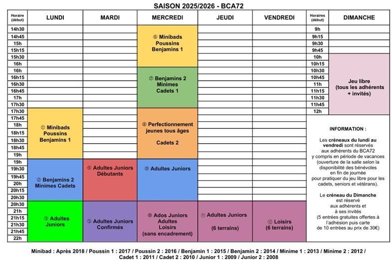 creneaux horaires BCA